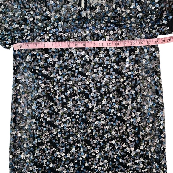 MICHAEL Michael Kors Millefleur Blue & Silver Sequined Shift Dress Size - Picture 14 of 17